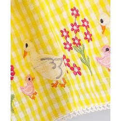 Babyhug 100% Cotton Checks Embroidered Short Sleeves Frock - Yellow