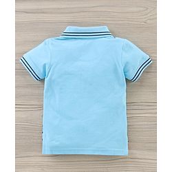 Babyhug Half Sleeves Striped Polo Tee and Shorts Set - Light Blue Dark Blue