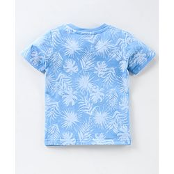 Babyhug Half Sleeves T-Shirt Leafy Print - Blue