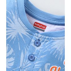 Babyhug Half Sleeves T-Shirt Leafy Print - Blue
