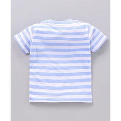 Babyhug Half Sleeves Stripe T-Shirt Cycle Print - Blue
