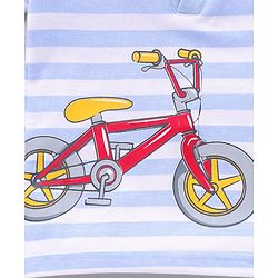 Babyhug Half Sleeves Stripe T-Shirt Cycle Print - Blue