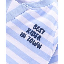 Babyhug Half Sleeves Stripe T-Shirt Cycle Print - Blue