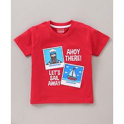 Babyhug Half Sleeves Cotton Printed and Striped T-shirts Set of 3 - Red White Blue