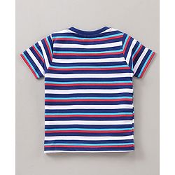 Babyhug Half Sleeves Cotton Printed and Striped T-shirts Set of 3 - Red White Blue
