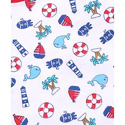Babyhug Half Sleeves Cotton Printed and Striped T-shirts Set of 3 - Red White Blue