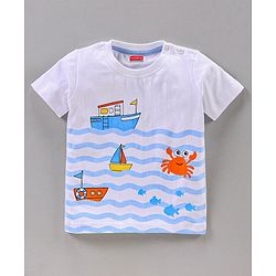 Babyhug Half Sleeves T-Shirts Boat Print Pack of 3 - Blue Orange White