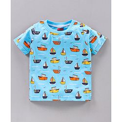 Babyhug Half Sleeves T-Shirts Boat Print Pack of 3 - Blue Orange White