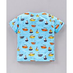 Babyhug Half Sleeves T-Shirts Boat Print Pack of 3 - Blue Orange White