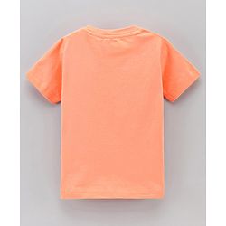 Babyhug Half Sleeves Striped Tees with Leaf Print - Blue Peach Green