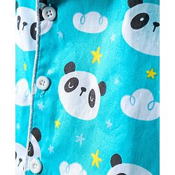 Babyhug Half Sleeves Shirt & Pyjama Set Panda Print - Blue