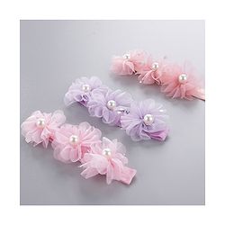 Babyhug Pearl Embellished Floral Headbands Pack Of 3 - Pink, Peach & Purple