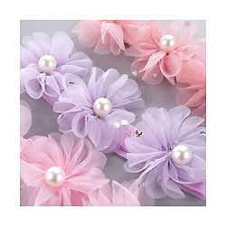 Babyhug Pearl Embellished Floral Headbands Pack Of 3 - Pink, Peach & Purple