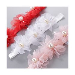 Babyhug Pearl Embellished Floral Headbands Pack Of 3 - Pink, Peach & Purple