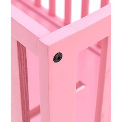 Babyhug Visby Wooden Cot with 3 Level Height Adjustment & Plug and Play Assembly - Pink| Solid Pinewood| Attach to Parents Bed