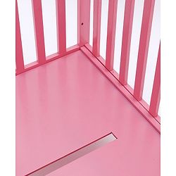 Babyhug Visby Wooden Cot with 3 Level Height Adjustment & Plug and Play Assembly - Pink| Solid Pinewood| Attach to Parents Bed