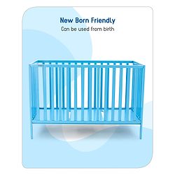 Babyhug Visby Wooden Cot with 3 Level Height Adjustment & Plug and Play Assembly - Pink| Solid Pinewood| Attach to Parents Bed