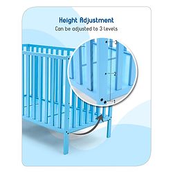 Babyhug Visby Wooden Cot with 3 Level Height Adjustment & Plug and Play Assembly - Pink| Solid Pinewood| Attach to Parents Bed