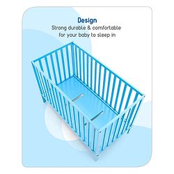 Babyhug Visby Wooden Cot with 3 Level Height Adjustment & Plug and Play Assembly - Pink| Solid Pinewood| Attach to Parents Bed
