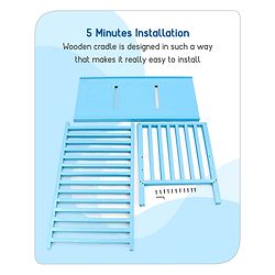 Babyhug Visby Wooden Cot with 3 Level Height Adjustment & Plug and Play Assembly - Pink| Solid Pinewood| Attach to Parents Bed