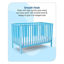 Babyhug Visby Wooden Cot with 3 Level Height Adjustment & Plug and Play Assembly - Pink| Solid Pinewood| Attach to Parents Bed