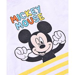 Babyhug Sleeveless Cotton T-shirt Mickey Mouse Graphic and Striped - Yellow White