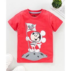 Babyhug Half Sleeves T-Shirt Mickey Mouse Print - Red