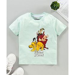 Babyhug Half Sleeves T-Shirt The Lion King Print - Light Green