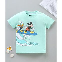Babyhug Half Sleeves T-Shirt Mickey & Donald Print - Blue