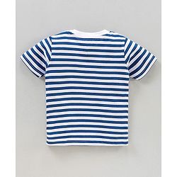Babyhug Half Sleeves T-Shirt Stripes & Shark Print - Blue