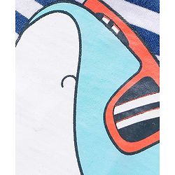 Babyhug Half Sleeves T-Shirt Stripes & Shark Print - Blue