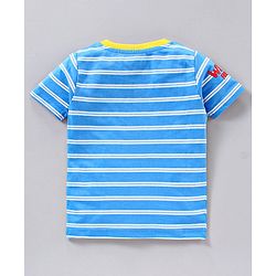 Babyhug Half Sleeves Cotton T-shirt Striped Print - Blue