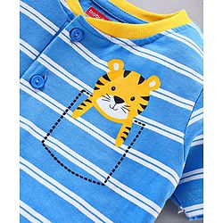 Babyhug Half Sleeves Cotton T-shirt Striped Print - Blue