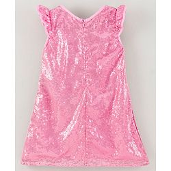 Babyhug Sleeveless Sequin Frock Flower Applique - Pink