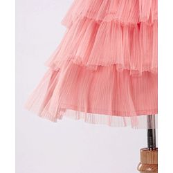 Babyhug Frill Sleeves Party Wear Tutu Tiered Frock with Sequins Applique - Peach
