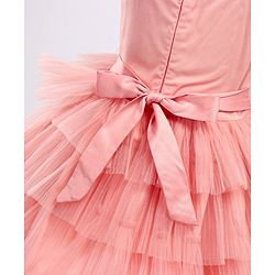 Babyhug Frill Sleeves Party Wear Tutu Tiered Frock with Sequins Applique - Peach