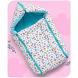Babyhug Sleeping Bag Flower and Leaf Print- Blue