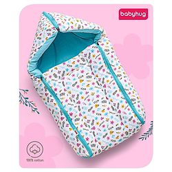 Babyhug Sleeping Bag Flower and Leaf Print- Blue