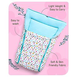 Babyhug Sleeping Bag Flower and Leaf Print- Blue