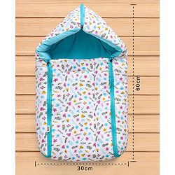 Babyhug Sleeping Bag Flower and Leaf Print- Blue