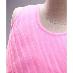 Babyhug Sleeveless Fit and Flare Party Wear Frock with Corsage and Lace - Baby Pink