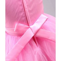 Babyhug Sleeveless Fit and Flare Party Wear Frock with Corsage and Lace - Baby Pink