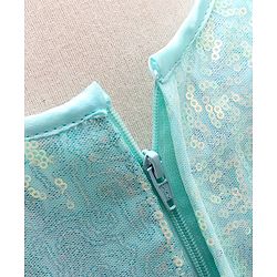 Babyhug Sleeveless Sequined Party Wear Asymmetrical Fit and Flare Frock with Corsage - Mint