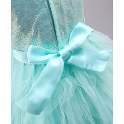Babyhug Sleeveless Sequined Party Wear Asymmetrical Fit and Flare Frock with Corsage - Mint