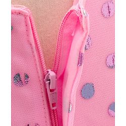 Babyhug Sleeveless Polka Printed Fit and Flare Party Wear Tiered Frock with Corsage - Pink
