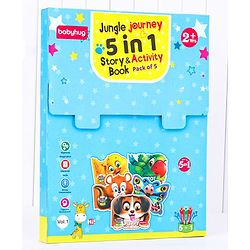 Babyhug 5 In 1 Story & Activity Animal Shape Books Pack of 5 ( Duck, Parrot, Butterfly, Chipmunk, Puppy) - English