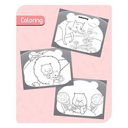 Babyhug 5 In 1 Story & Activity Animal Shape Books Pack of 5 (Rhinoceros, Bear,Dragon, Giant Panda, Zebra) Pack Of 5 - English