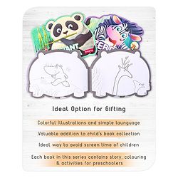 Babyhug 5 In 1 Story & Activity Animal Shape Books Pack of 5 (Rhinoceros, Bear,Dragon, Giant Panda, Zebra) Pack Of 5 - English