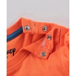 Babyhug Full Sleeves Cotton Tee With Dungaree Camo Print & Tiger Applique- Orange Blue