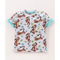 Babyhug Cotton Printed Dungaree with Half Sleeves T-shirt - Blue